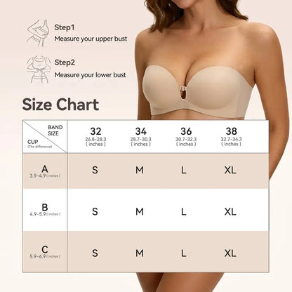 Front Closure No-Slip Strapless Bra